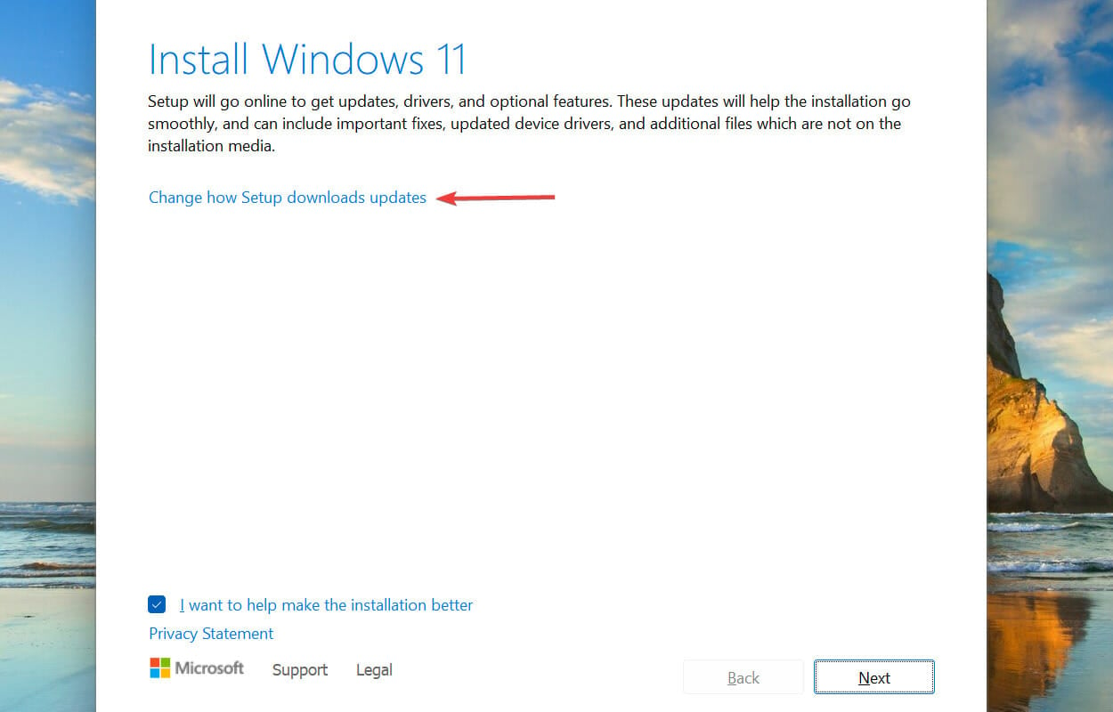 Change how setup downloads updates to fix windows 11 install error - 0x800f0831