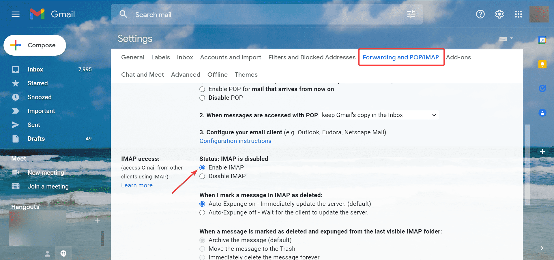 Enable IMAP to fix can't print from gmail