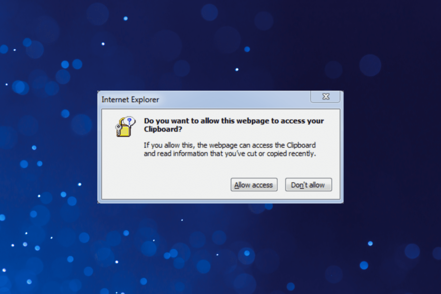 fix do you want to allow this webpage to access your clipboard error in Windows