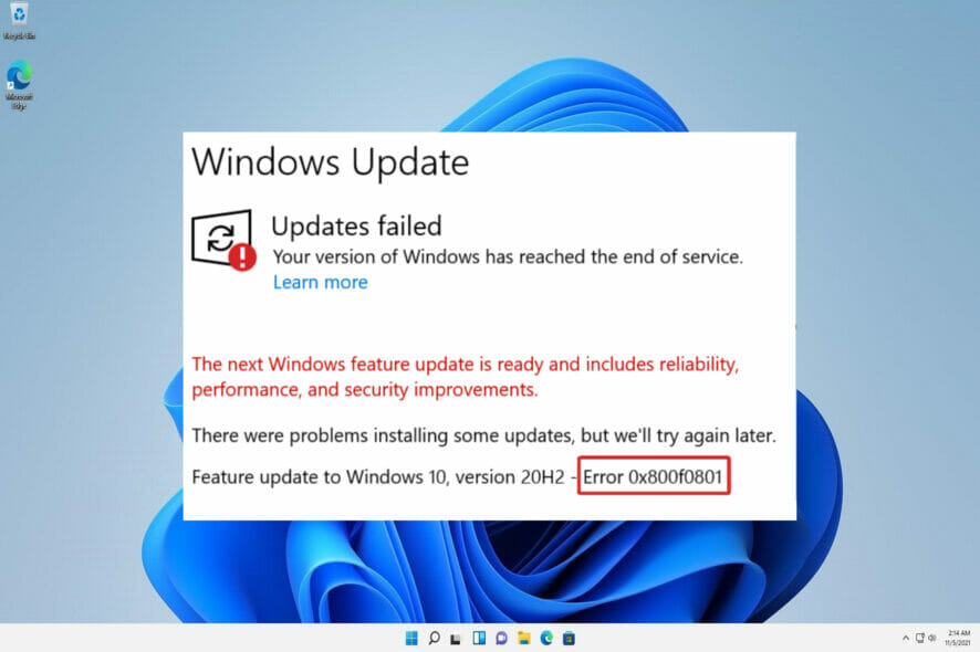 error-800f08 windows 11 error code 0x800f0801