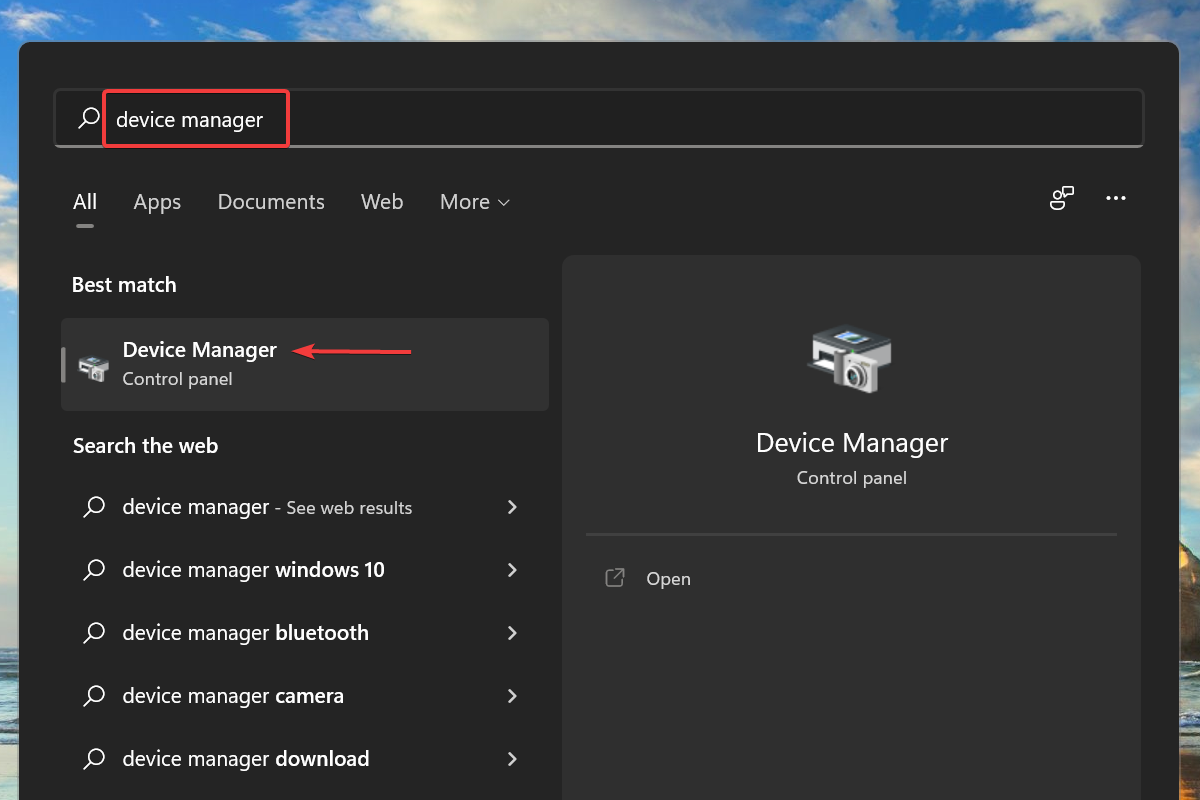 Launch Device Manager to reinstall audio drivers in windows 11
