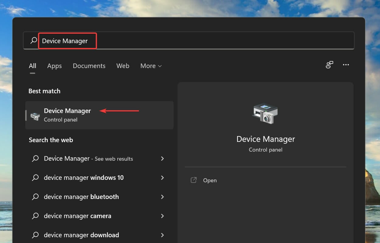 Launch Device Manager to fix Zoom is unable to detect a camera in windows 11 / 10