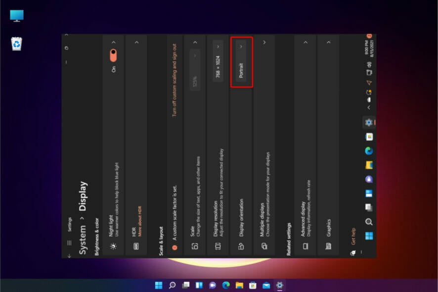 how to rotate window screen in windows 11