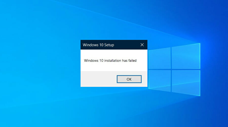 windows 10 installation has failed message