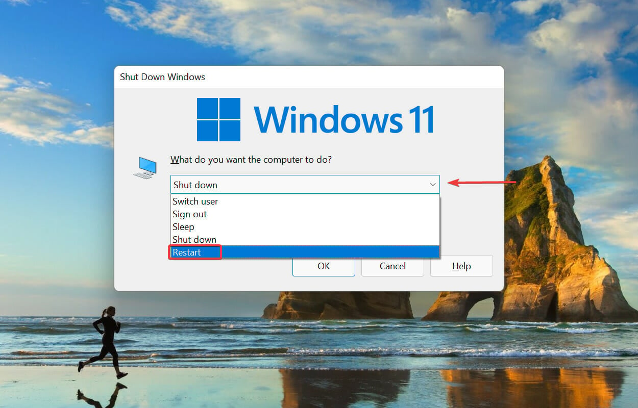 Restart the PC to fix Windows 11 can't connect to this network error