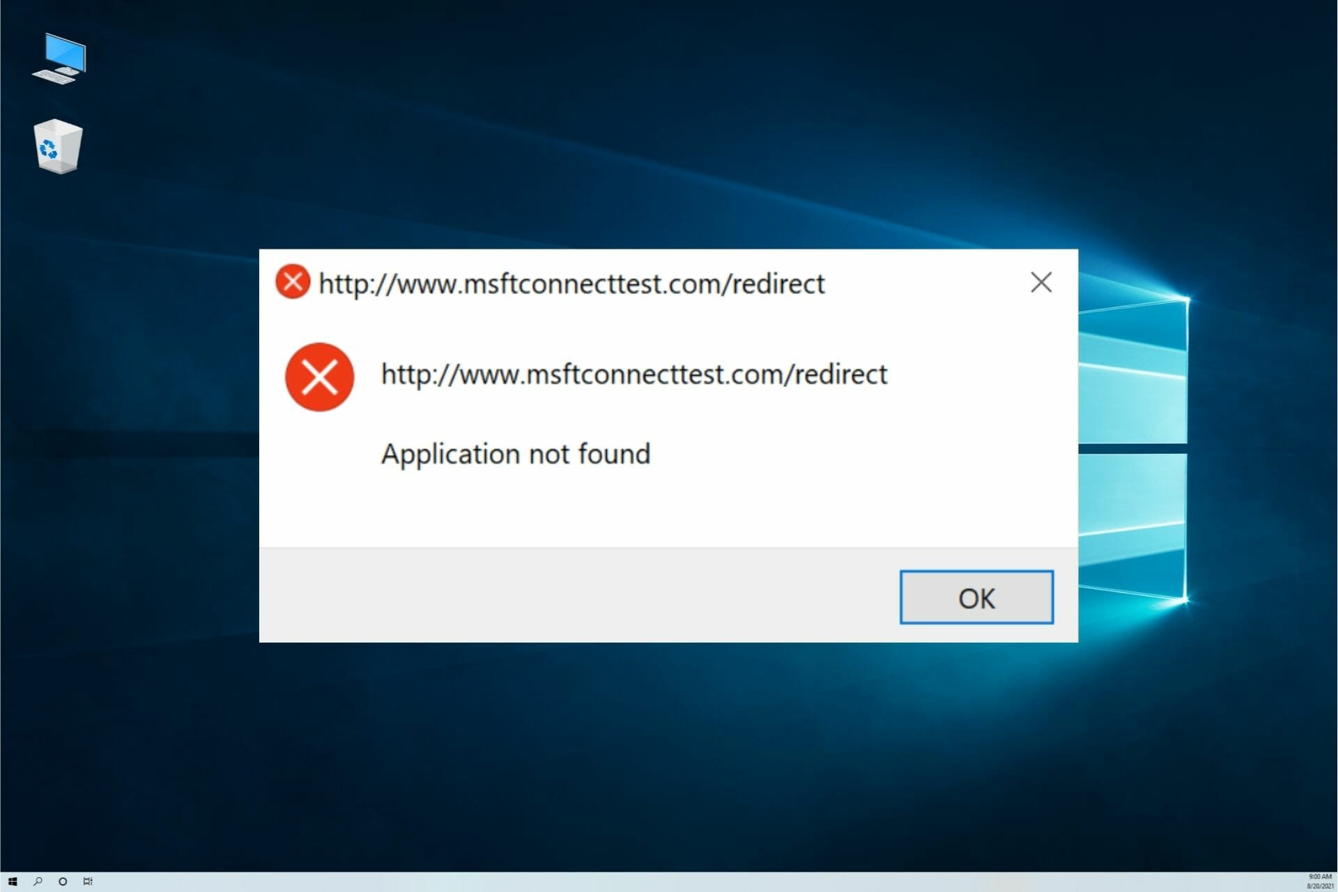 How to fix msftconnecttest redirect error