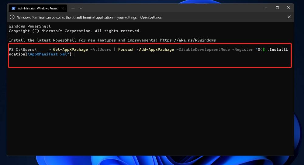 powershell-command windows 11 security center not opening