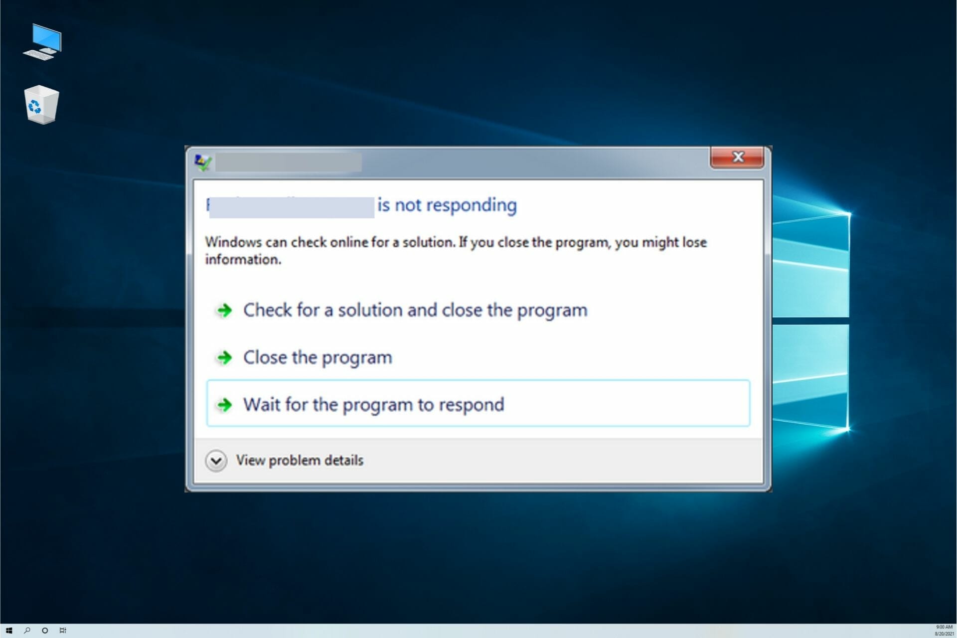 programs not responding in Windows