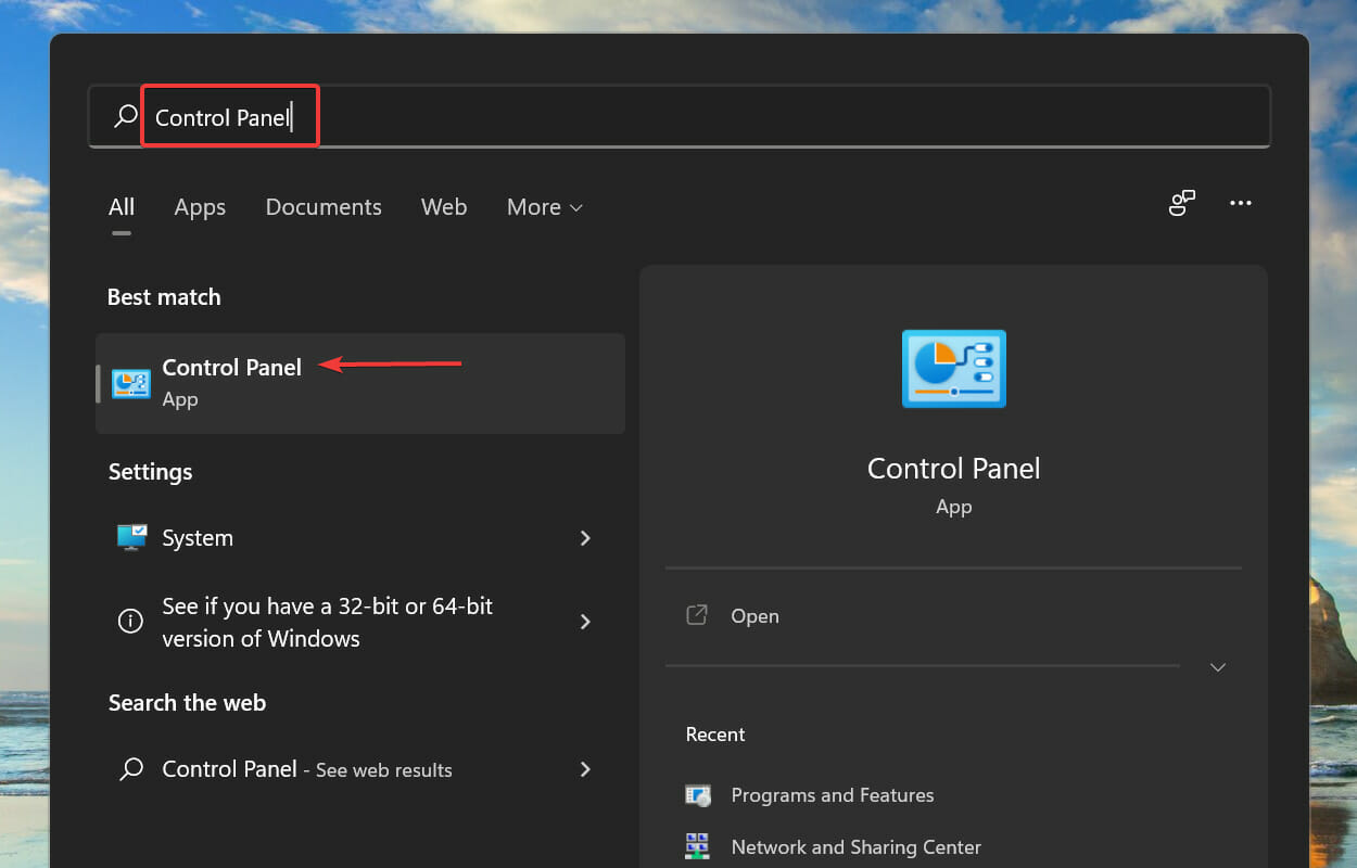 Launch Control Panel to fix NSIS error in Windows 11