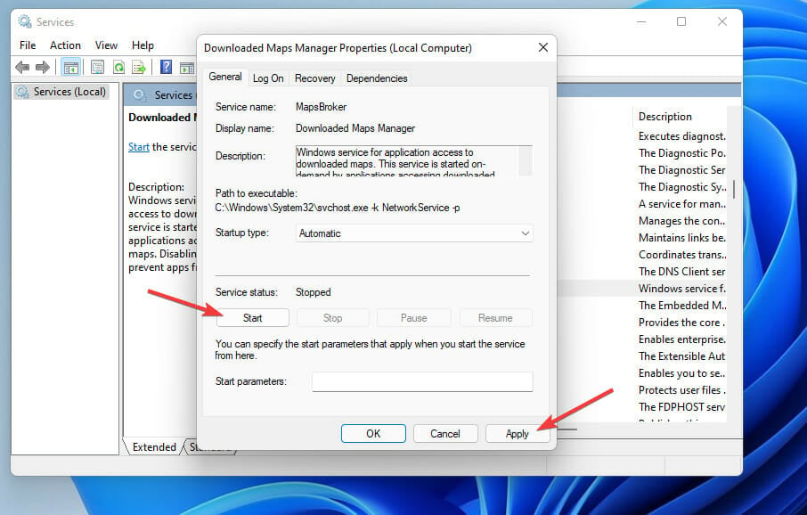 The Start and Apply options vanguard windows 11 error
