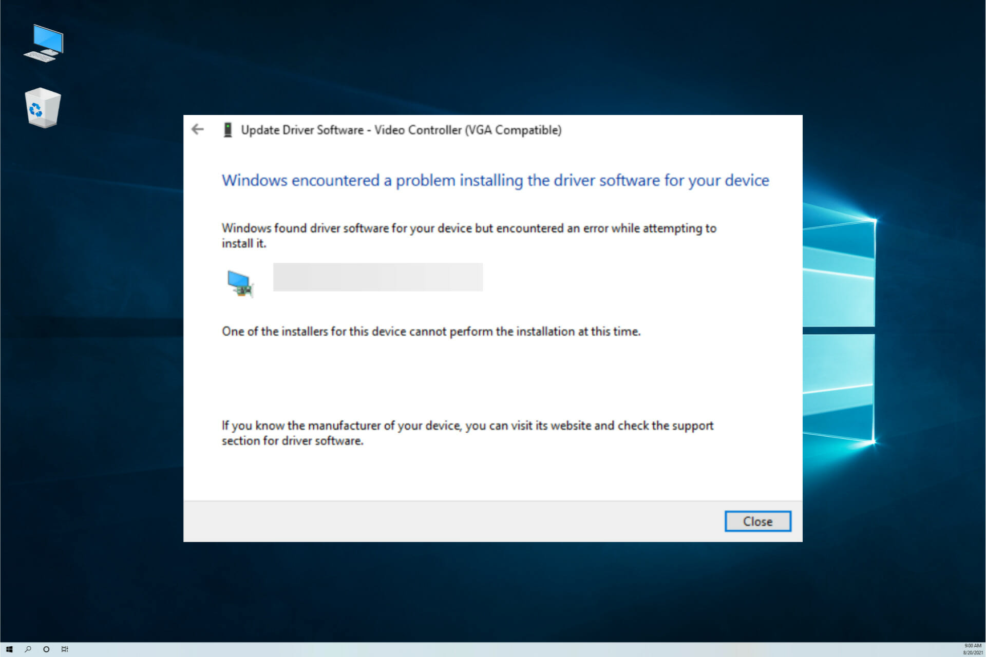 Fix Windows encountered a problem installing the driver software for your device