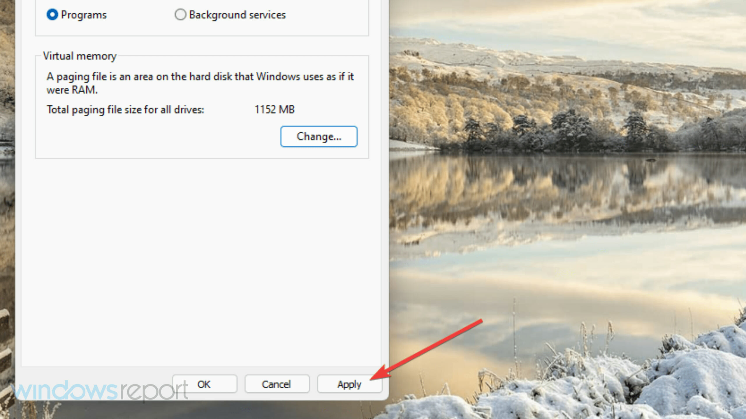 Apply button Windows Error Reporting Event ID 1001
