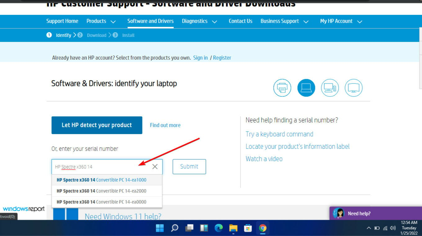 Serial Number on the HP BIOS update Windows 11