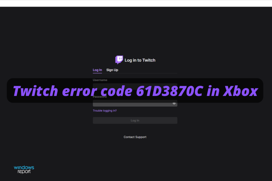 Twitch error code 61d3870c in Xbox