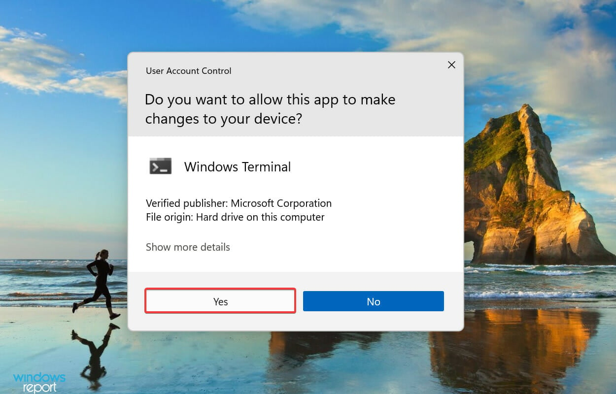 Click YEs to fix can't install windows 11 on ssd