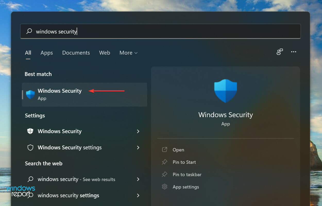 Launch Windows Security to fix Windows 11 shutdown box