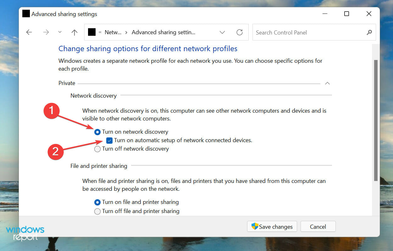 Turn on network sharing to how to screen share windows 11 to tv