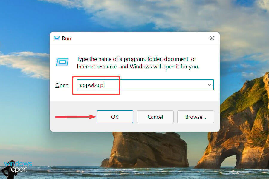 Launch programs and features to fix runtime error windows 11