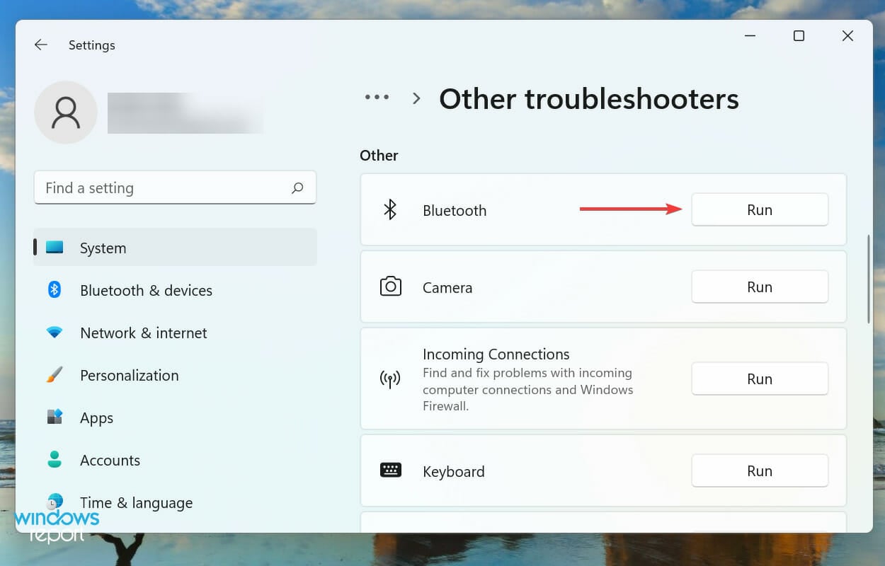 Run Bluetooth troubleshooter to fix airpods not working windows 11