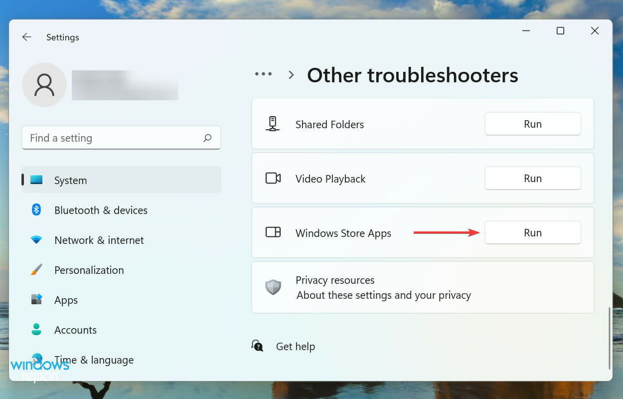 Run Windows Store Apps troubleshooter to fix sticky notes windows 11 not working