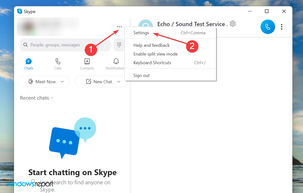 Skype settings