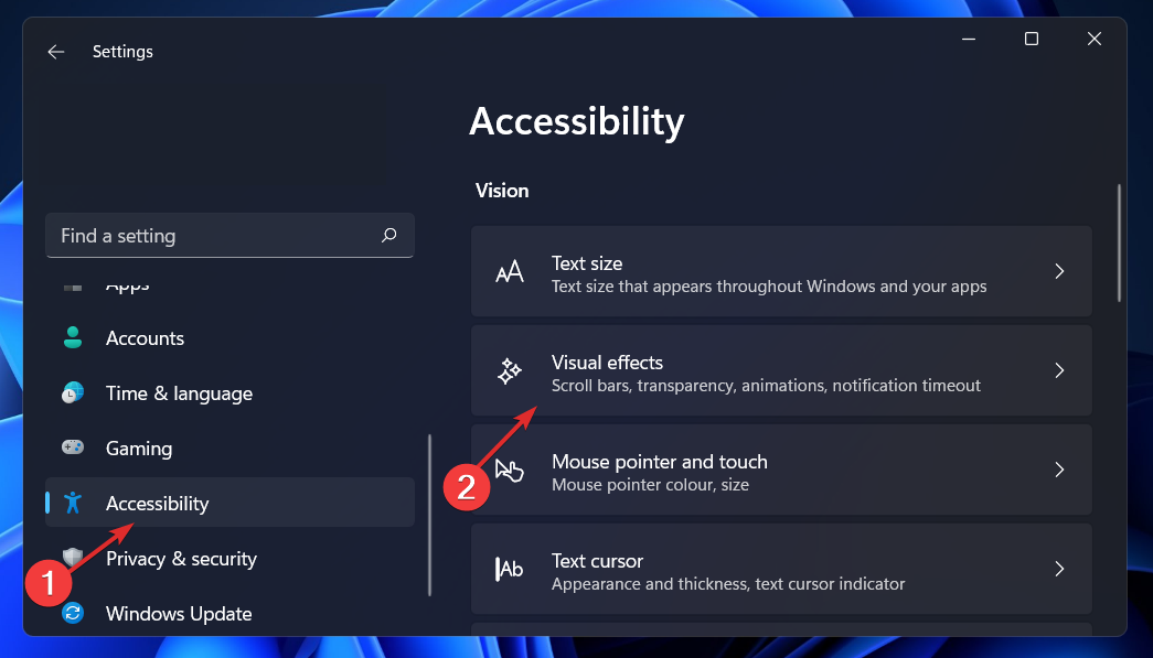 accessibility-animations disable animations windows 11