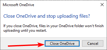 close onedrive not syncing