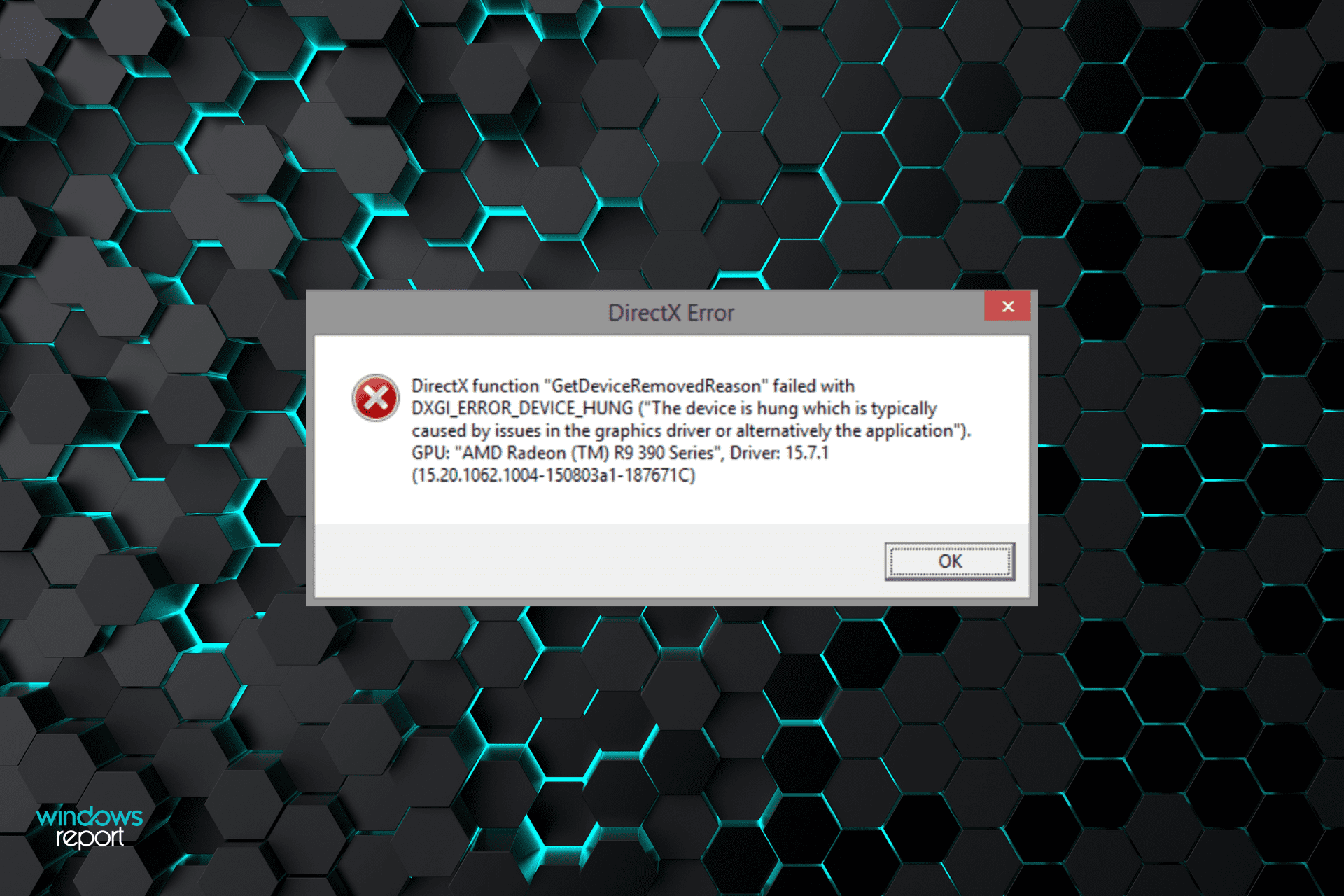DirectX function "GetDeviceRemovedReason" failed with error