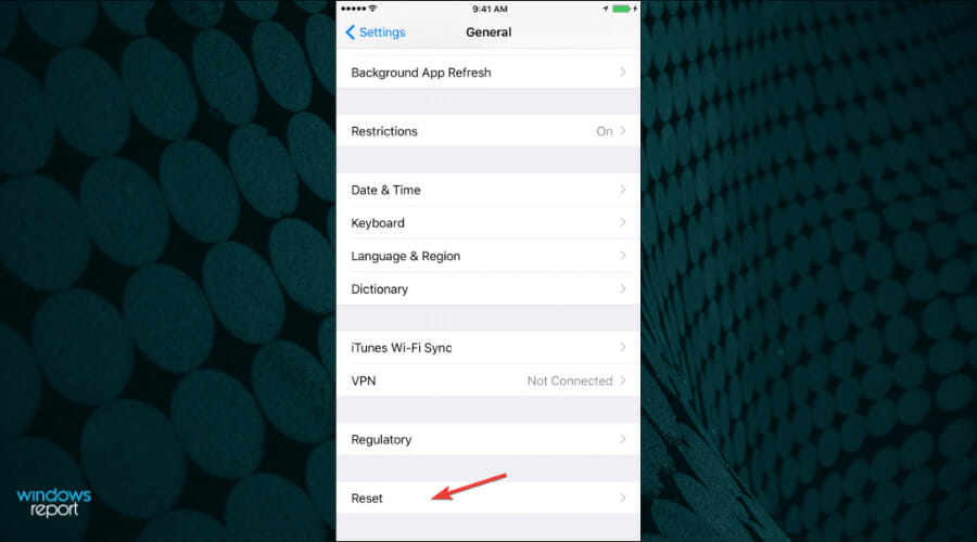 how to reset ios