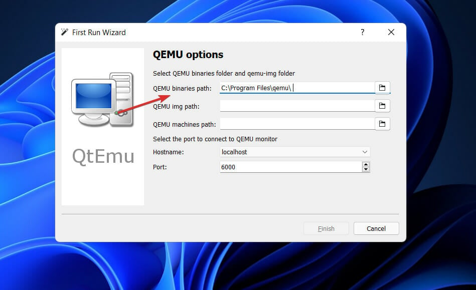 qtemu-first-column  install windows 11 in qemu