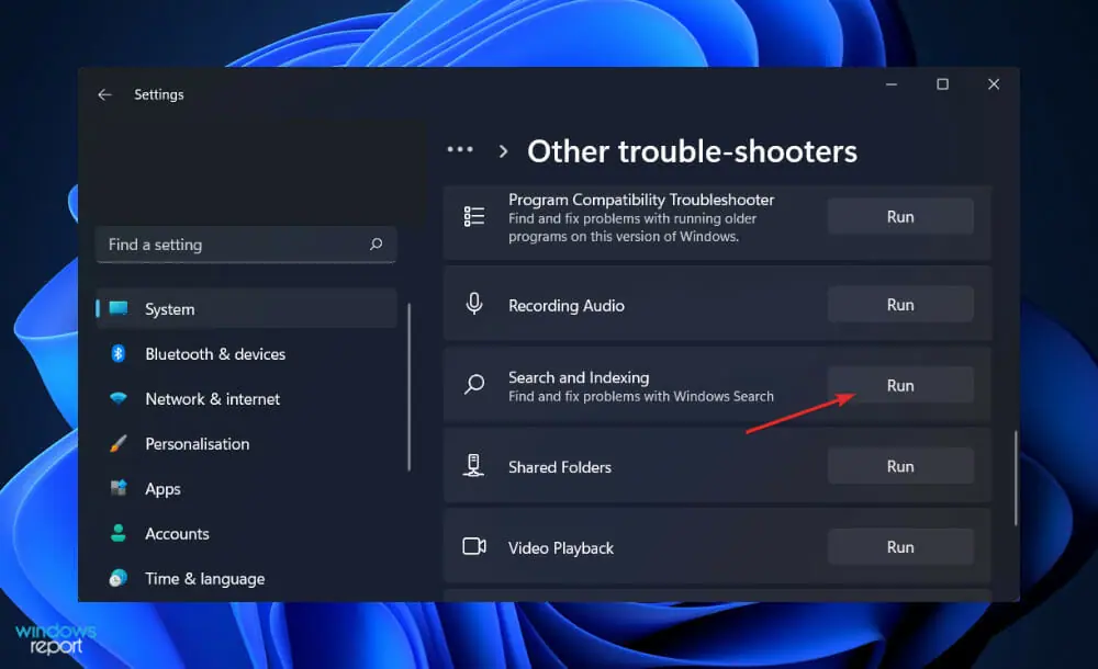 search-troubleshooter windows 11 file explorer search not working