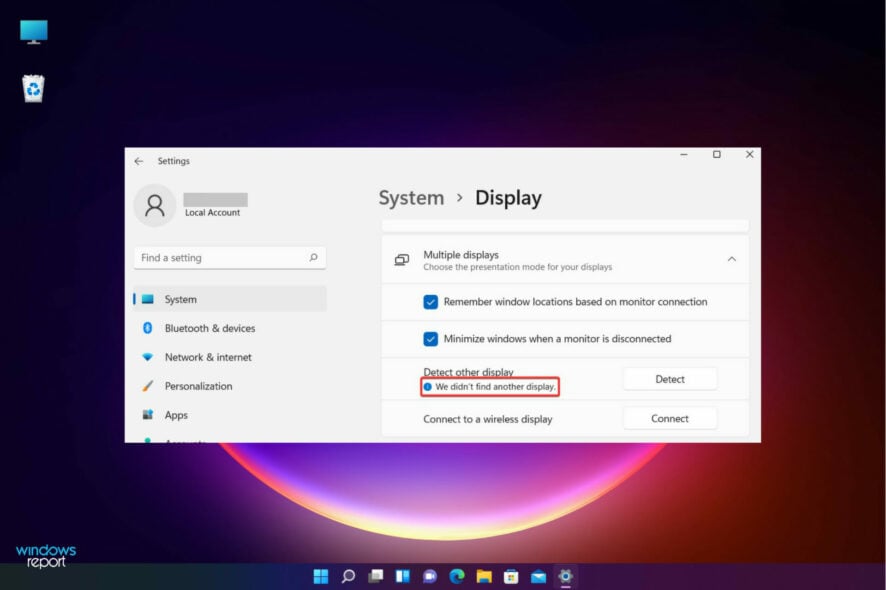 Windows 11 not detecting second monitor