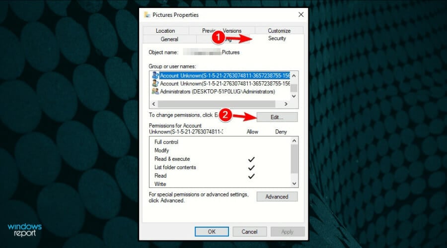 security edit windows 10