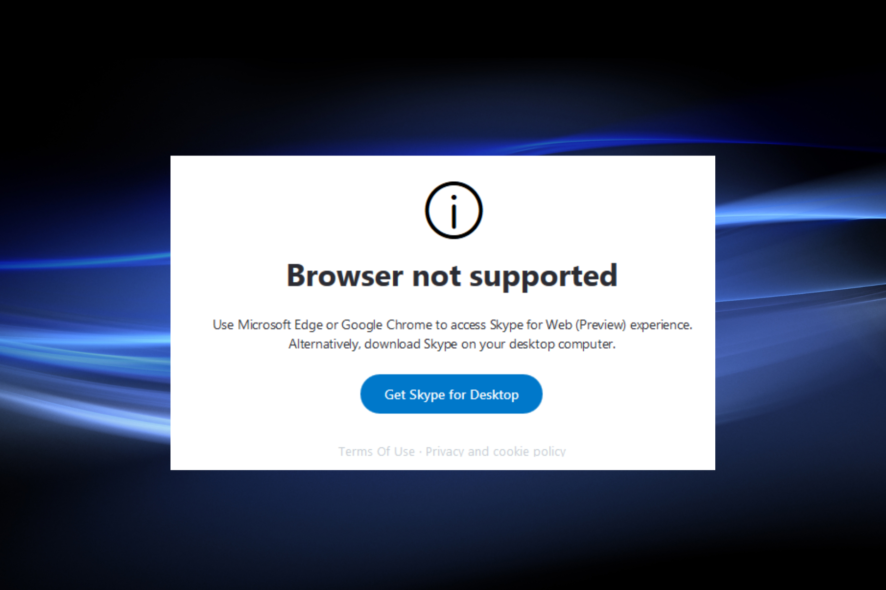 Fix Skype for web unsupported on the browser