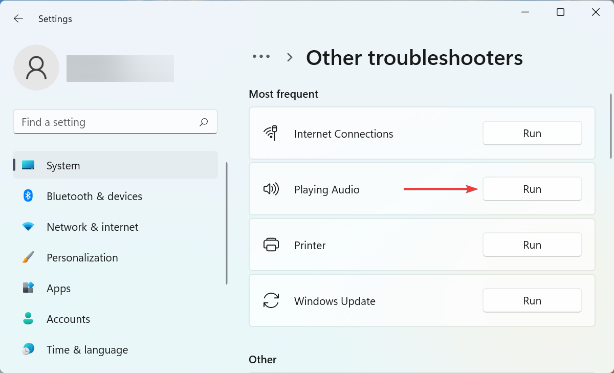 Run playing audio troubleshooter to fix windows 11 sound distorted