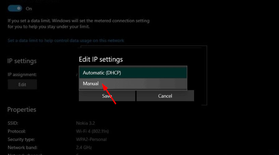 edit IP settings windows