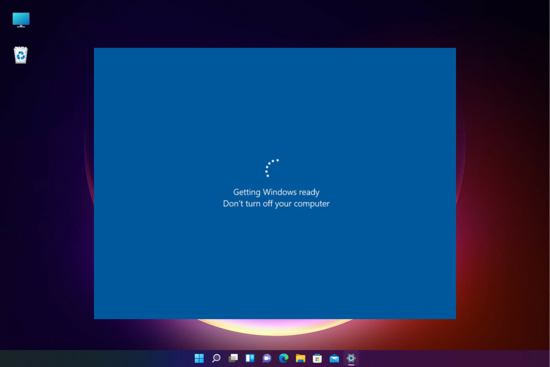 Get Windows Ready コンピューターの電源を切らないでください。