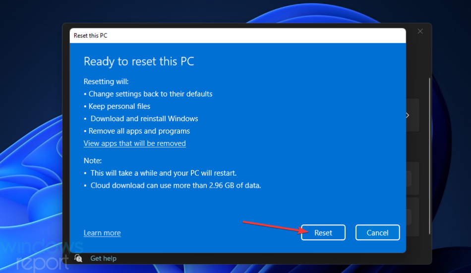 Reset button Windows Update Something went wrong Windows 11