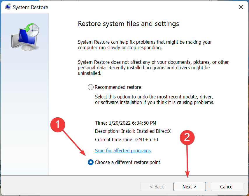 Restore to repair Windows 10