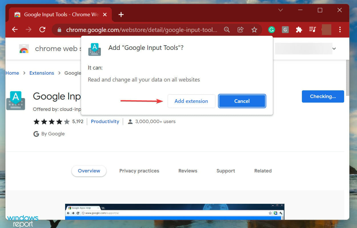 Add extension to get google input tools for windows 11
