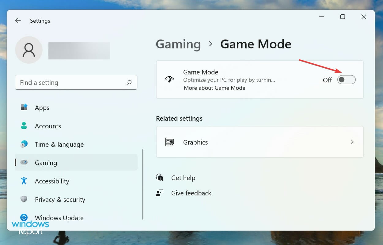 Disable gaming mode to fix xbox app not launching games windows 11