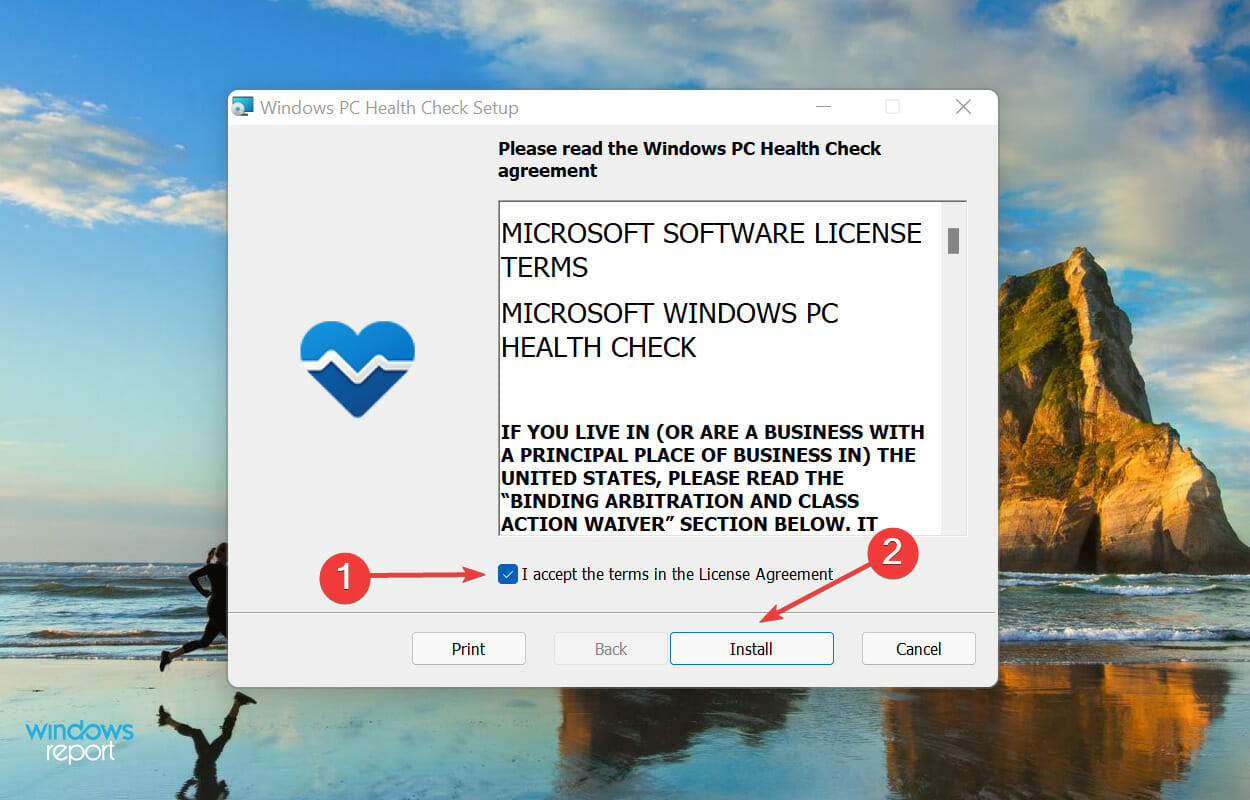 Install Windows PC Health check app