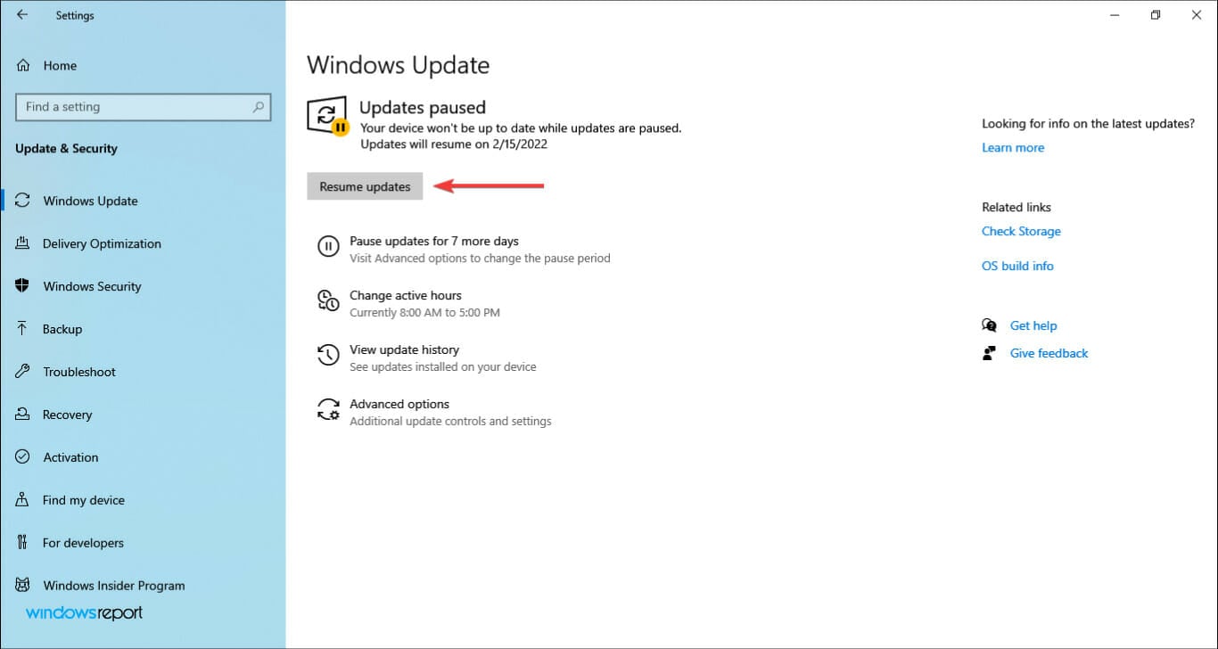 Resume updates to fix windows 11 download stuck