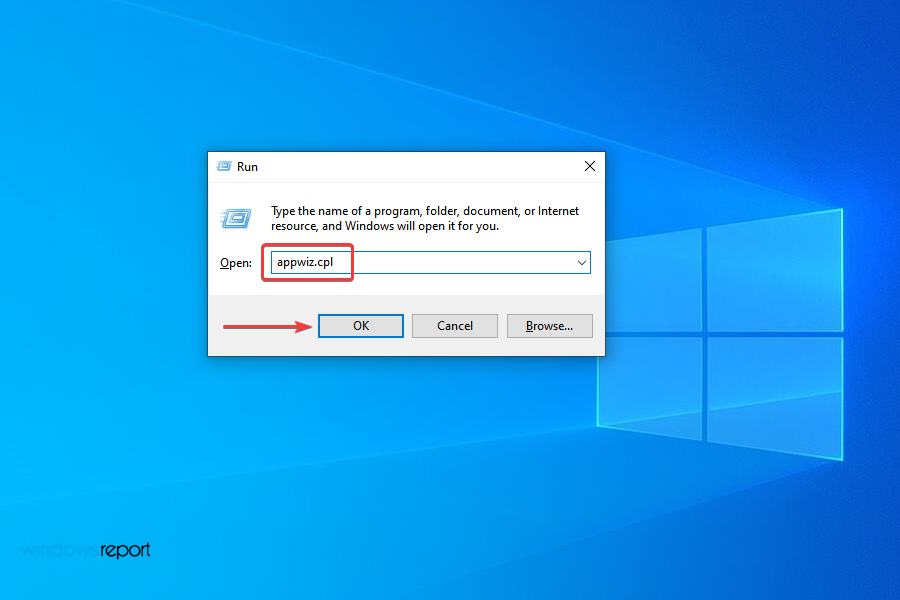 Launch Programs and Features to fix windows 11 download stuck