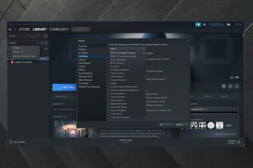 Change your Steam Client's language in just a few steps