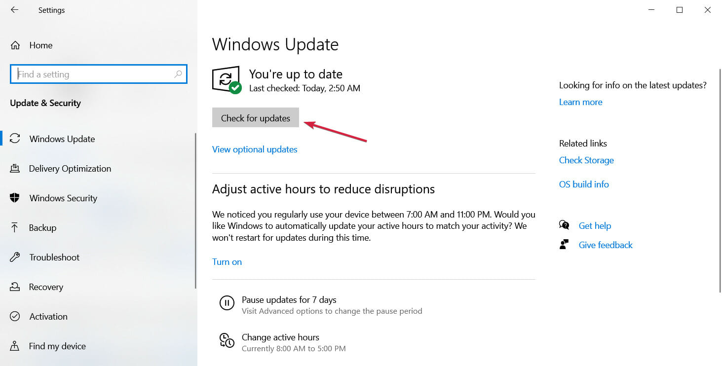 windows 10 check for updates