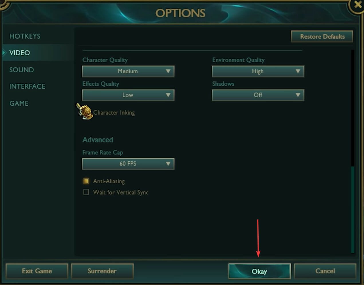Save Changes to league of legends fps drops