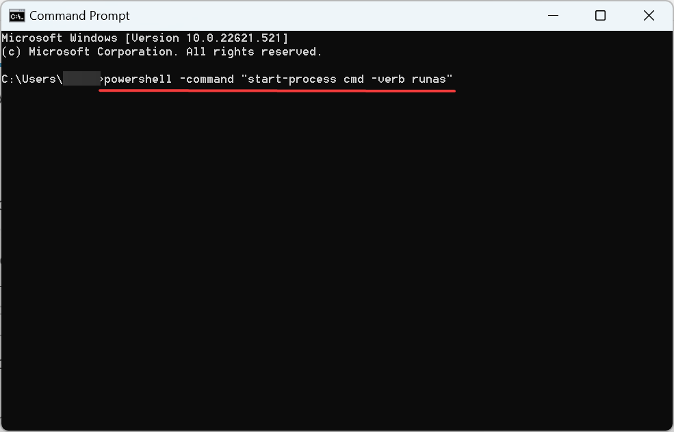 command to fix can't run cmd as administrator