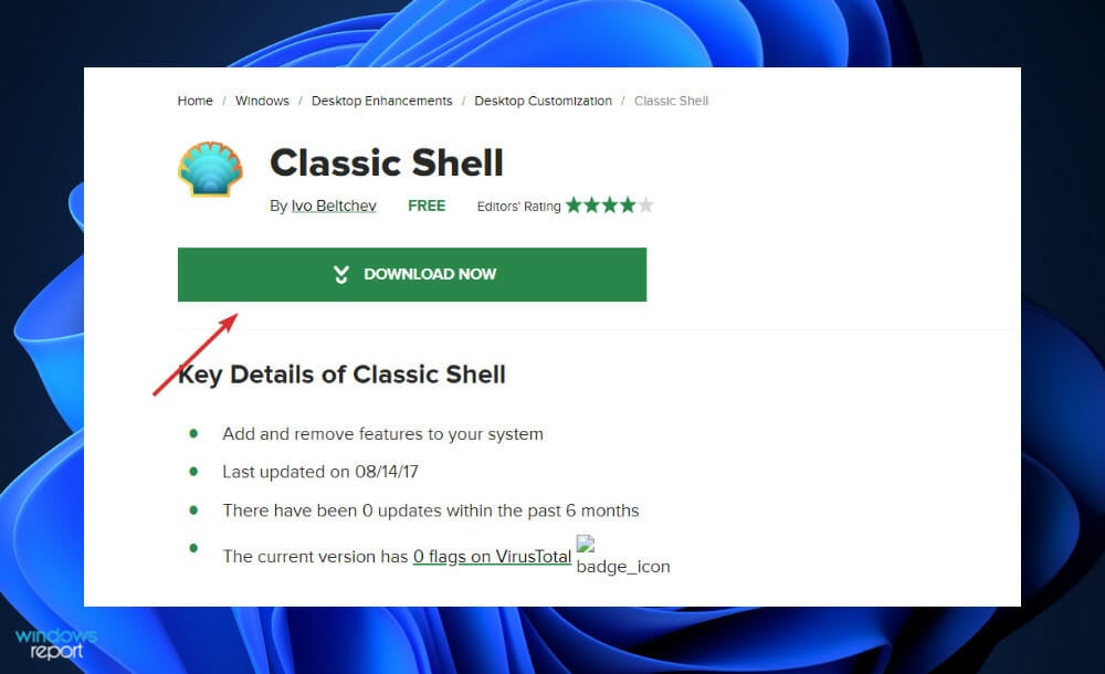 download-cnet How to install Classic Shell on Windows 11