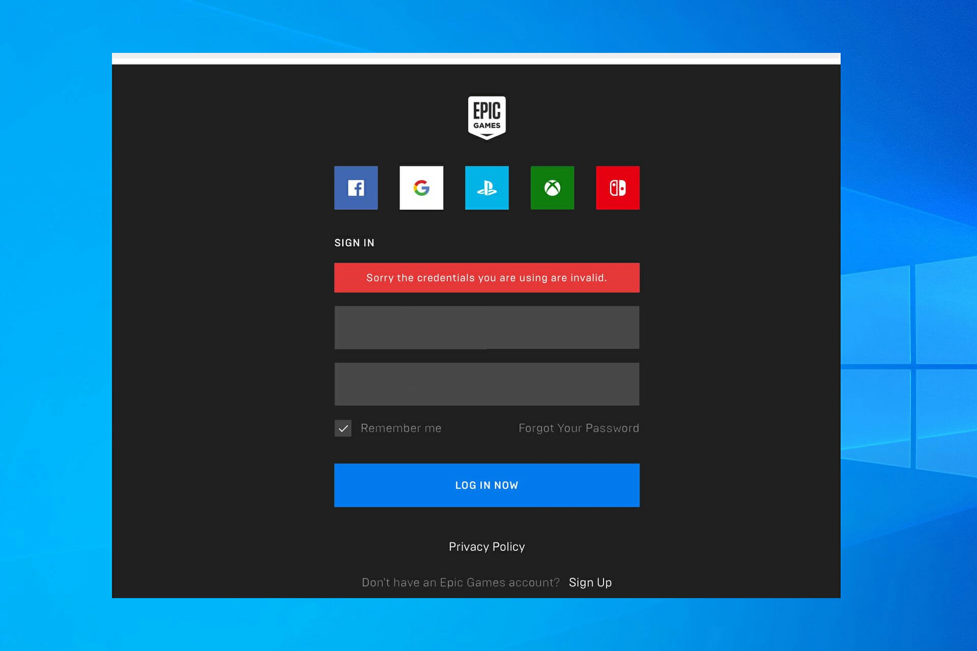 epic games store can't login